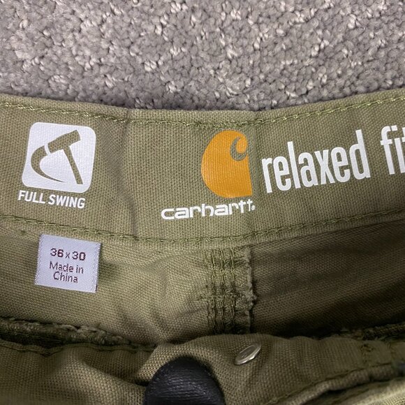 Carhartt Relaxed Fit Cryder Full Swing Pants Men's 36 x 30 Fits 36 x 28 Olive - Picture 11 of 16